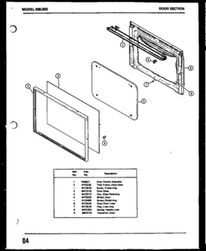01 - Door Section Diagram and Parts List for 630003  Litton Microwave Oven Combo