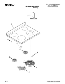 Cooktop Parts Diagram and Parts List for MER6755ACS26  Maytag Range