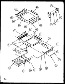 Cabinet Shelving Diagram and Parts List for TG18RBL-P1158302WL  Amana Refrigerator