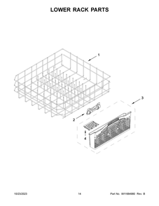 Lower Rack Parts Diagram and Parts List for MDB8959SKZ2  Maytag Dishwasher