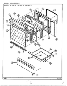 Door/drawer Diagram and Parts List for 68-4587-87  Magic Chef Range
