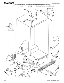 Cabinet Parts Diagram and Parts List for MSF22C2EXB00  Maytag Refrigerator