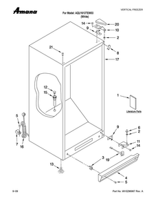 Cabinet Parts Diagram and Parts List for AQU1613TEW03  Amana Freezer