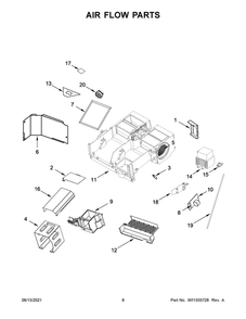Air Flow Parts Diagram and Parts List for JMV8208CS07  Maytag Microwave