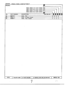 Fresh Food Compartment Page 3 Diagram and Parts List for 23922-0A  Admiral Refrigerator