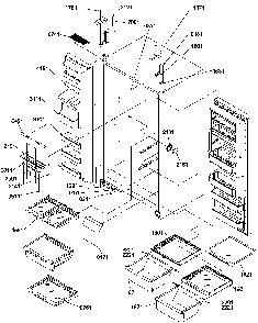 Refrigerator/freezer Shelves,lights And Hinges Diagram and Parts List for SRDE528TBW-P1312602WW  Amana Refrigerator