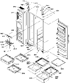 Refrigerator/freezer Shelves, Lights, And Hinges Diagram and Parts List for SXD25S2E-P1190421WE  Amana Refrigerator