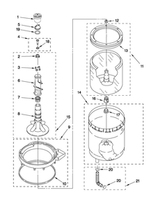 Agitator, Basket And Tub Parts Diagram and Parts List for MGT3800XW0  Maytag Washer Dryer Combo