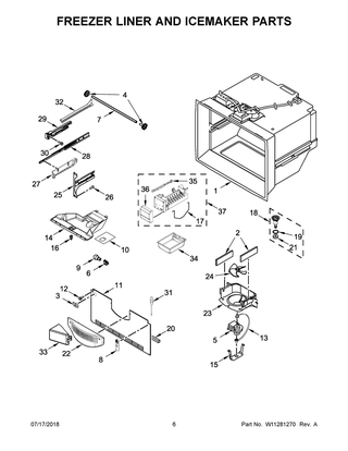 Freezer Liner & Icemaker Parts Diagram and Parts List for MFF2258FEZ02  Maytag Refrigerator