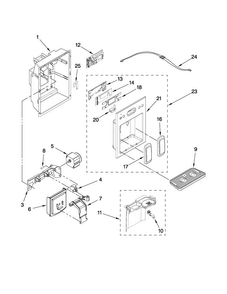 Dispenser Front Parts Diagram and Parts List for JCD2395WES00  Jenn-Air Refrigerator
