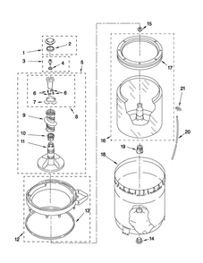 Agitator, Basket And Tub Parts Diagram and Parts List for NTW4500XQ0  Amana Washer