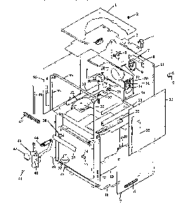 Cabinet Section Diagram and Parts List for MM659E-P1177103MZ  Amana Microwave