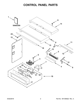 Control Panel Parts Diagram and Parts List for JMW2430DP04  Maytag Microwave Oven Combo