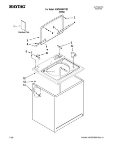 Top And Cabinet Parts Diagram and Parts List for 4KMTW5405TQ1  Maytag Washer