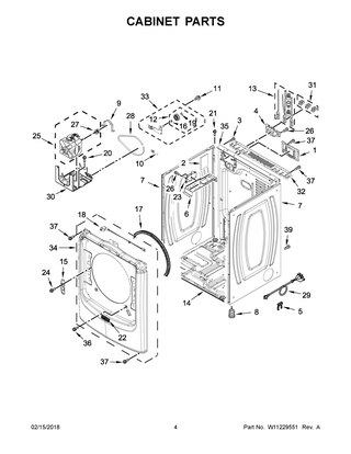 Cabinet Parts Diagram and Parts List for YMED5500FC2  Maytag Dryer