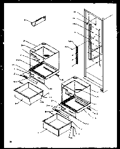 Refrigerator Shelving And Drawers Diagram and Parts List for SXD22NW-P1162405WW  Amana Refrigerator