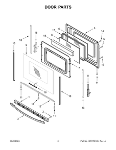 Door Parts Diagram and Parts List for YAER6603SFW6  Amana Range