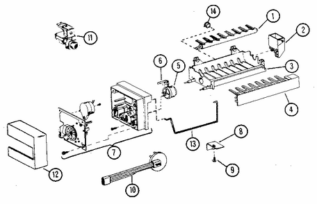 8 Cube Compact Ice Maker-assembly No. D7824701 Diagram and Parts List for 596SBI20H P7836032W Kenmore Refrigerator