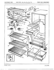 Fresh Food Compartment Diagram and Parts List for 19384A  Admiral Refrigerator