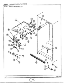 Fresh Food Compartment Diagram and Parts List for 211540  Admiral Refrigerator