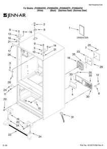 Cabinet Parts Diagram and Parts List for JFI2089AEB2  Jenn-Air Refrigerator