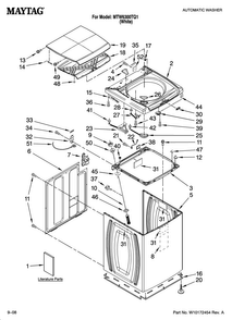 Top And Cabinet Parts Diagram and Parts List for MTW6300TQ1  Maytag Washer