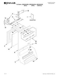 Door And Panel Parts Diagram and Parts List for JDB3200AWB5  Jenn-Air Dishwasher