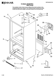Cabinet Parts Diagram and Parts List for JFC2290VTB10  Jenn-Air Refrigerator