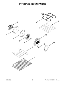Internal Oven Parts Diagram and Parts List for YMET8800FZ05  Maytag Range