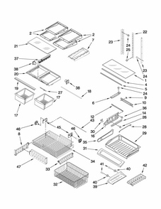 Shelf Parts Diagram and Parts List for G37025PEAS3  Maytag Refrigerator