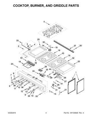 Cooktop, Burner, And Griddle Parts Diagram and Parts List for JDRP848HL00  Maytag Range