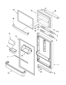 Door Parts Diagram and Parts List for MTN1854VRB01  Maytag Refrigerator