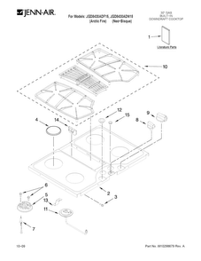 Cooktop Parts Diagram and Parts List for JGD8430ADF15  Jenn-Air Cooktop