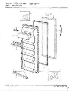 Fresh Food Door Diagram and Parts List for 21314-0A  Admiral Refrigerator