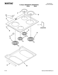 Cooktop Parts Diagram and Parts List for MES5552BAW16  Maytag Range