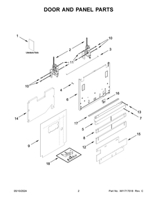 Door And Panel Parts Diagram and Parts List for JDAF3924RX0  Jenn-Air Dishwasher