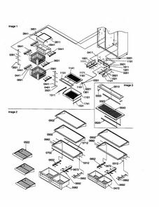 Shelving And Crispers Diagram and Parts List for S148CA01-P1305502W  Amana Refrigerator