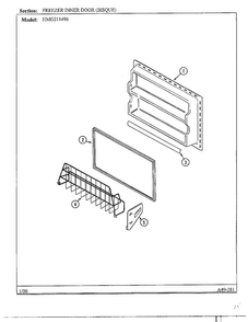 Freezer Inner Door Diagram and Parts List for HMG211496  Admiral Refrigerator