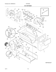 Ice Container Diagram and Parts List for CRSH265LW3  Crosley Refrigerator