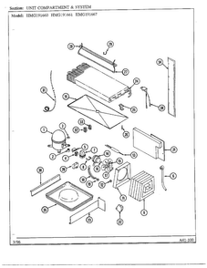 Unit Compartment/systems Diagram and Parts List for HMG191660  Admiral Refrigerator