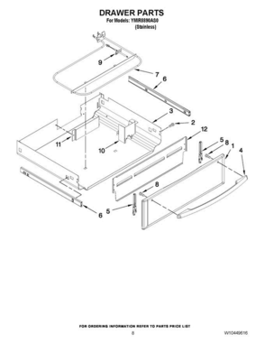 06 - Drawer Parts Diagram and Parts List for YMIR8890AS0  Maytag Range
