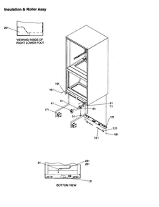 Insulation And Roller Assembly Diagram and Parts List for BR18VW-P1320703WW  Amana Refrigerator