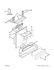 Door Panel Parts Diagram and Parts List for JDB8700AWP1  Jenn-Air Dishwasher