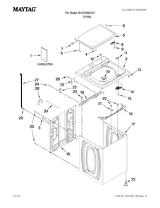 Top And Cabinet Parts Diagram and Parts List for MVWC200XW1  Maytag Washer