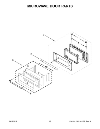 Microwave Door Parts Diagram and Parts List for JMW2430DP03  Maytag Microwave Oven Combo
