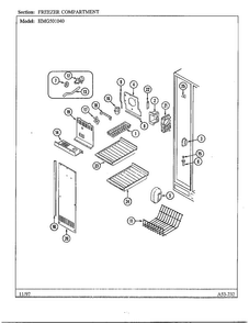 Freezer Compartment Diagram and Parts List for 501040  Admiral Refrigerator