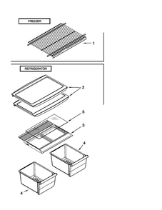 Shelf Parts Diagram and Parts List for A8TXEGFYB02  Amana Refrigerator