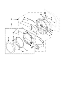 Door Parts Diagram and Parts List for MGDE900VJ2  Maytag Dryer