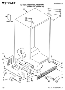 Cabinet Parts Diagram and Parts List for JCB2585WEP00  Jenn-Air Refrigerator