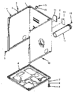 Cabinet, Exhaust Duct And Base Diagram and Parts List for NE4613W43721  Speed Queen Dryer